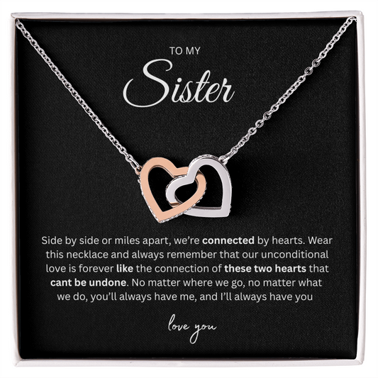 Unforgettable Gift for your Sister "To My Sister" Interlocking Hearts Necklace