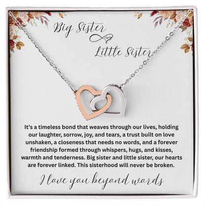 Gift for Sister "Big Sister Little Sister" Interlocking Hearts Necklace