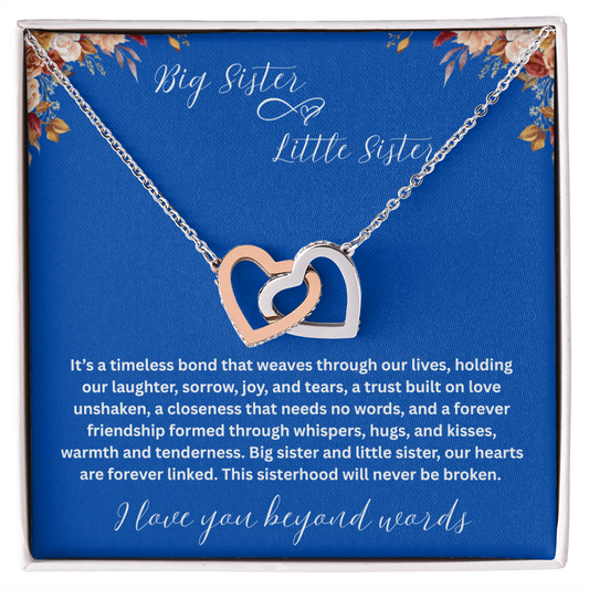 Gift for Sister "Big Sister Little Sister" Interlocking Hearts Necklace