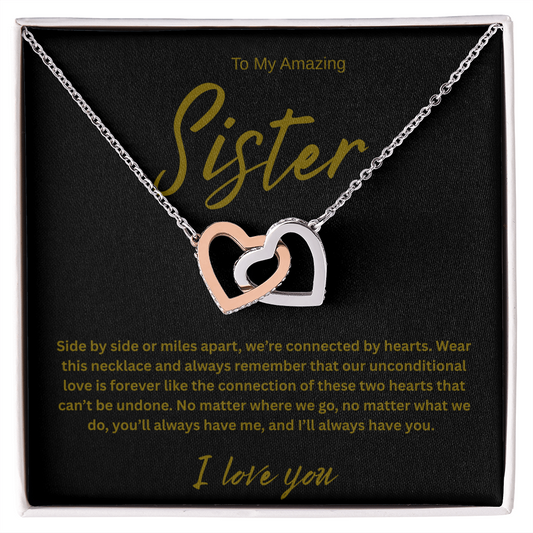A Forever Connection "To My Amazing Sister" Interlocking Hearts Necklace