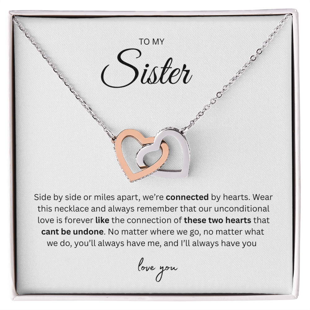 Unforgettable Gift for your Sister "To My Sister" Interlocking Hearts Necklace