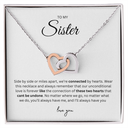 Unforgettable Gift for your Sister "To My Sister" Interlocking Hearts Necklace