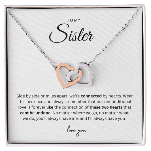 Unforgettable Gift for your Sister "To My Sister" Interlocking Hearts Necklace