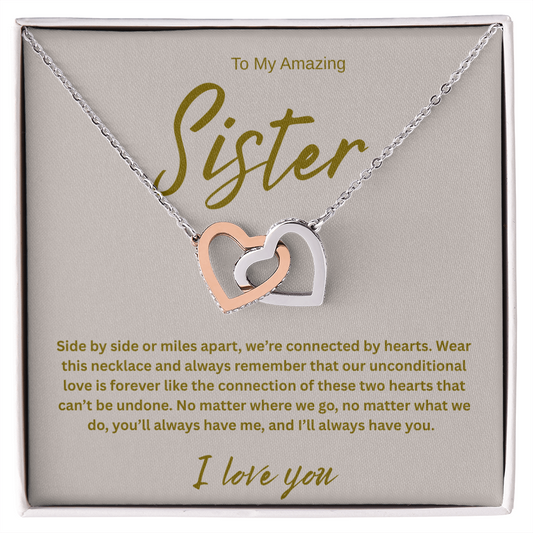 A Forever Connection "To My Amazing Sister" Interlocking Hearts Necklace