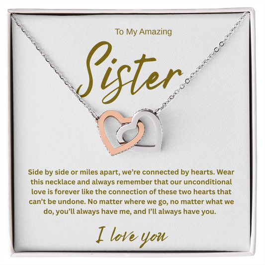 A Forever Connection "To My Amazing Sister" Interlocking Hearts Necklace