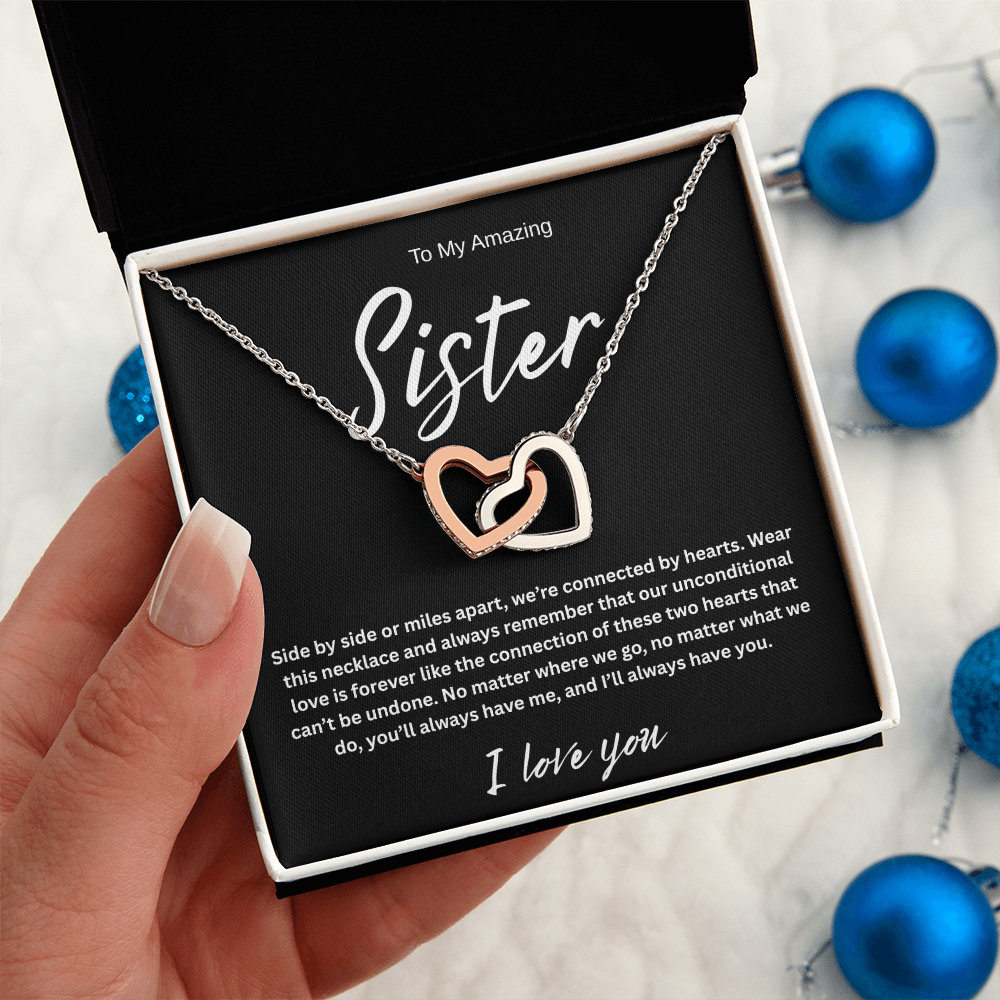 A Forever Connection "To My Amazing Sister" Interlocking Hearts Necklace