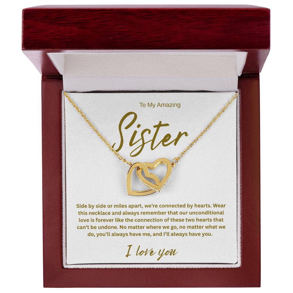 A Forever Connection "To My Amazing Sister" Interlocking Hearts Necklace