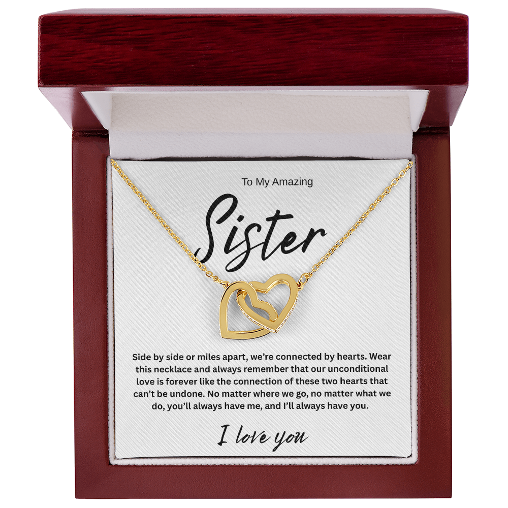 A Forever Connection "To My Amazing Sister" Interlocking Hearts Necklace