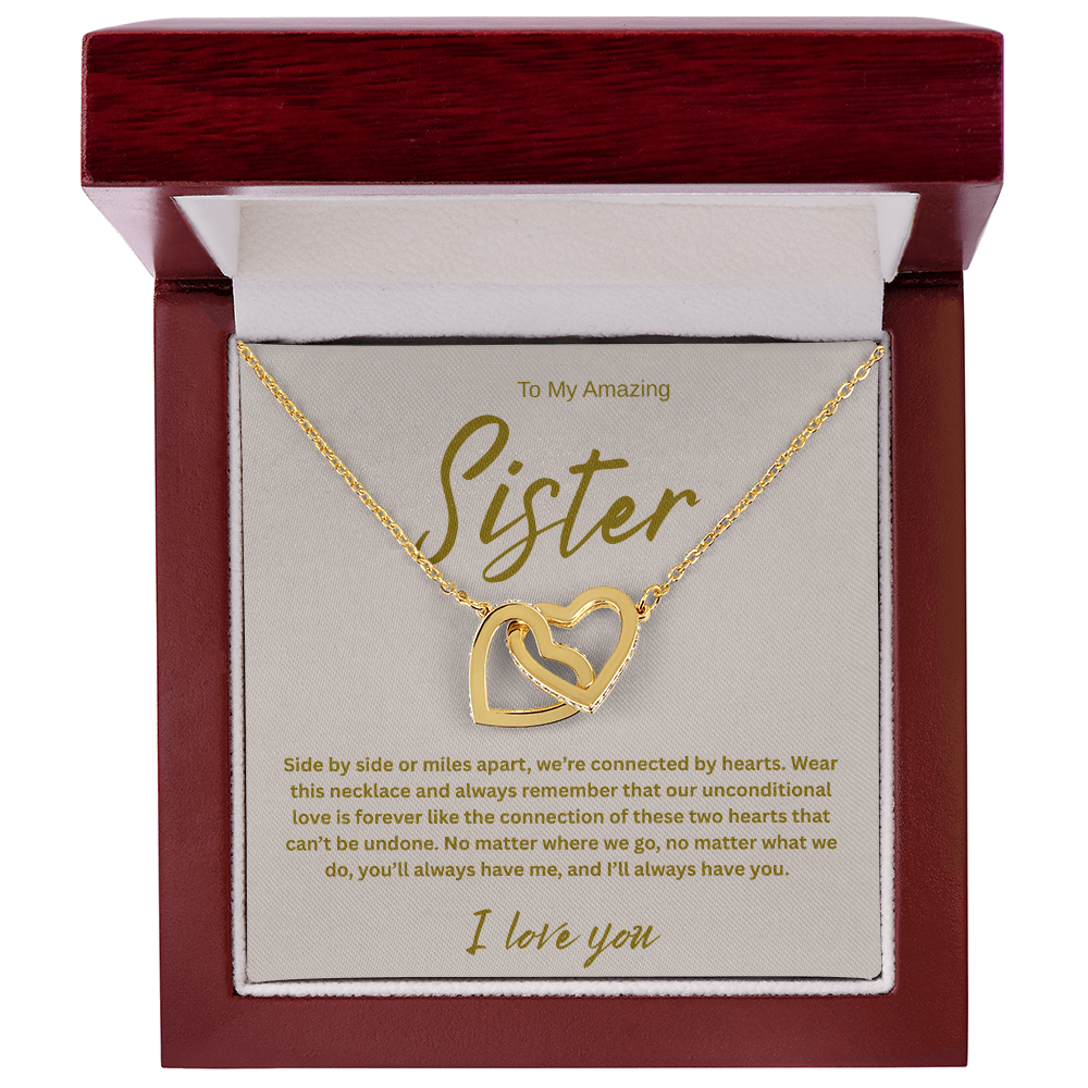 A Forever Connection "To My Amazing Sister" Interlocking Hearts Necklace