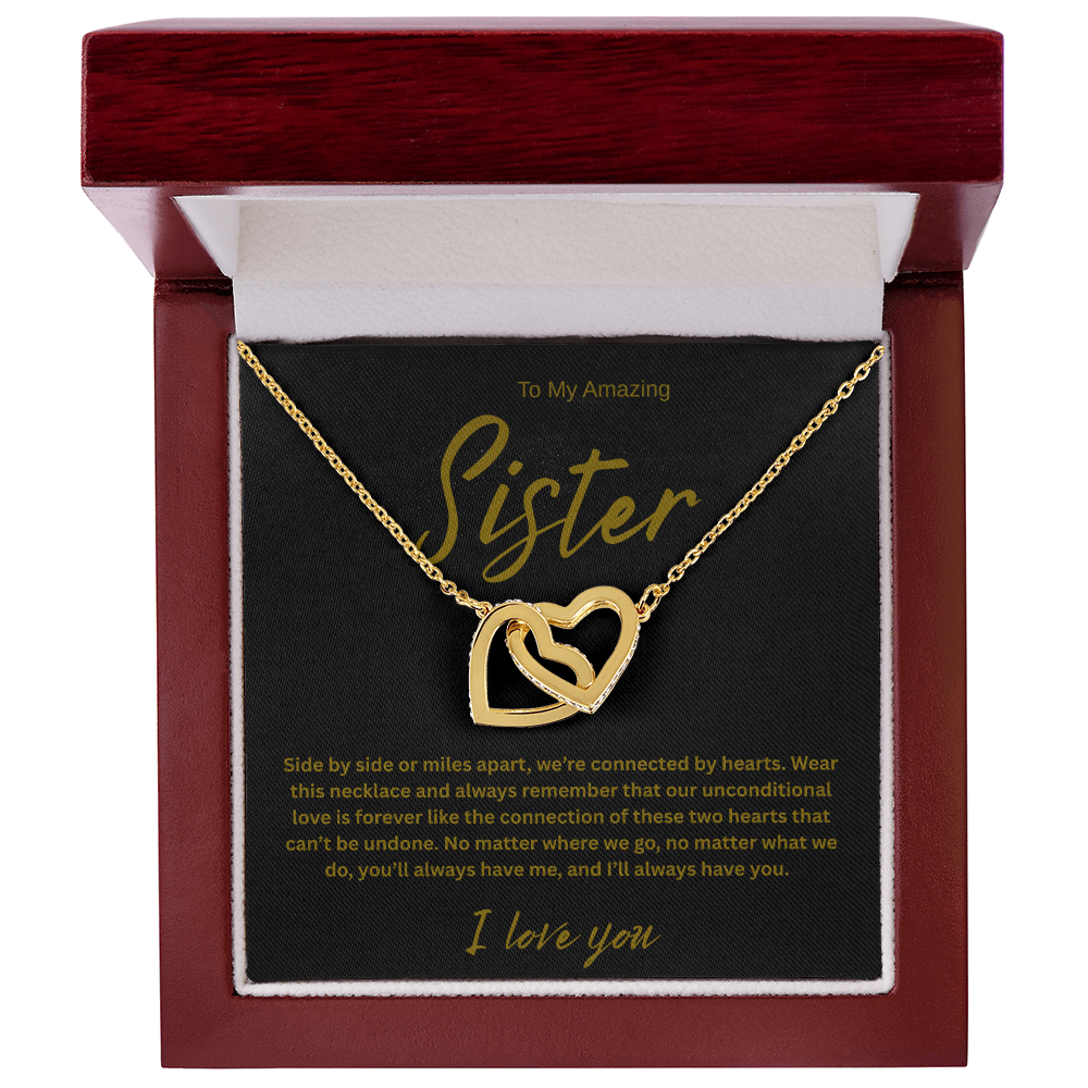 A Forever Connection "To My Amazing Sister" Interlocking Hearts Necklace