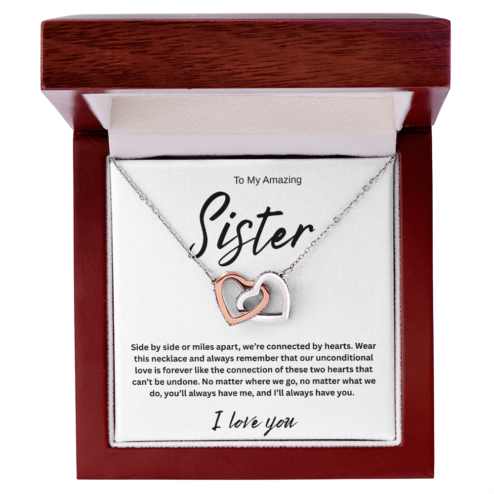 A Forever Connection "To My Amazing Sister" Interlocking Hearts Necklace
