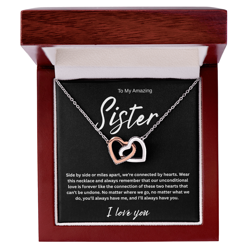 A Forever Connection "To My Amazing Sister" Interlocking Hearts Necklace