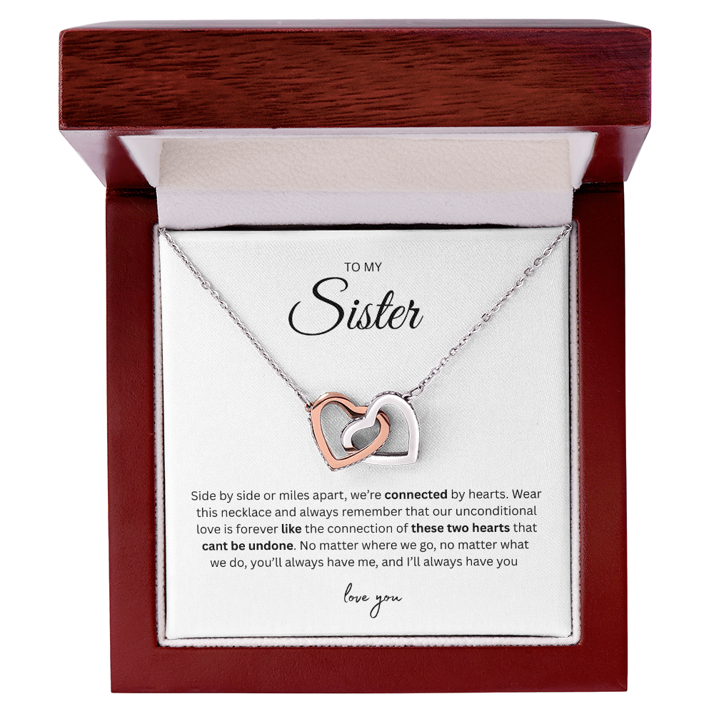 Unforgettable Gift for your Sister "To My Sister" Interlocking Hearts Necklace