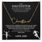 Commend your daughters hard work with this gift; the "Signature Name Necklace"