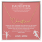 Commend your daughters hard work with this gift; the "Signature Name Necklace"