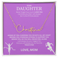 Commend your daughters hard work with this gift; the "Signature Name Necklace"
