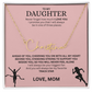 Commend your daughters hard work with this gift; the "Signature Name Necklace"