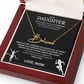 Commend your daughters hard work with this gift; the "Signature Name Necklace"