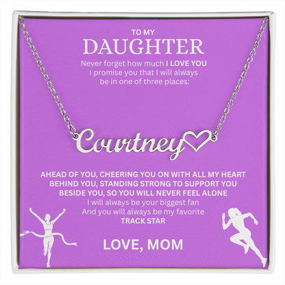 Show your love and support for your daughter with this "Heart Name Necklace"