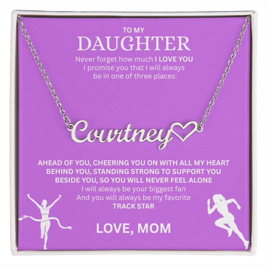 Show your love and support for your daughter with this "Heart Name Necklace"