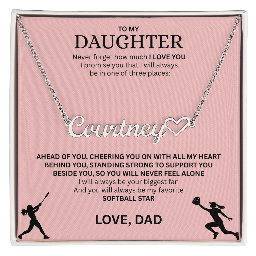 Applaud your daughter's greatness with a "Heart Name Necklace"