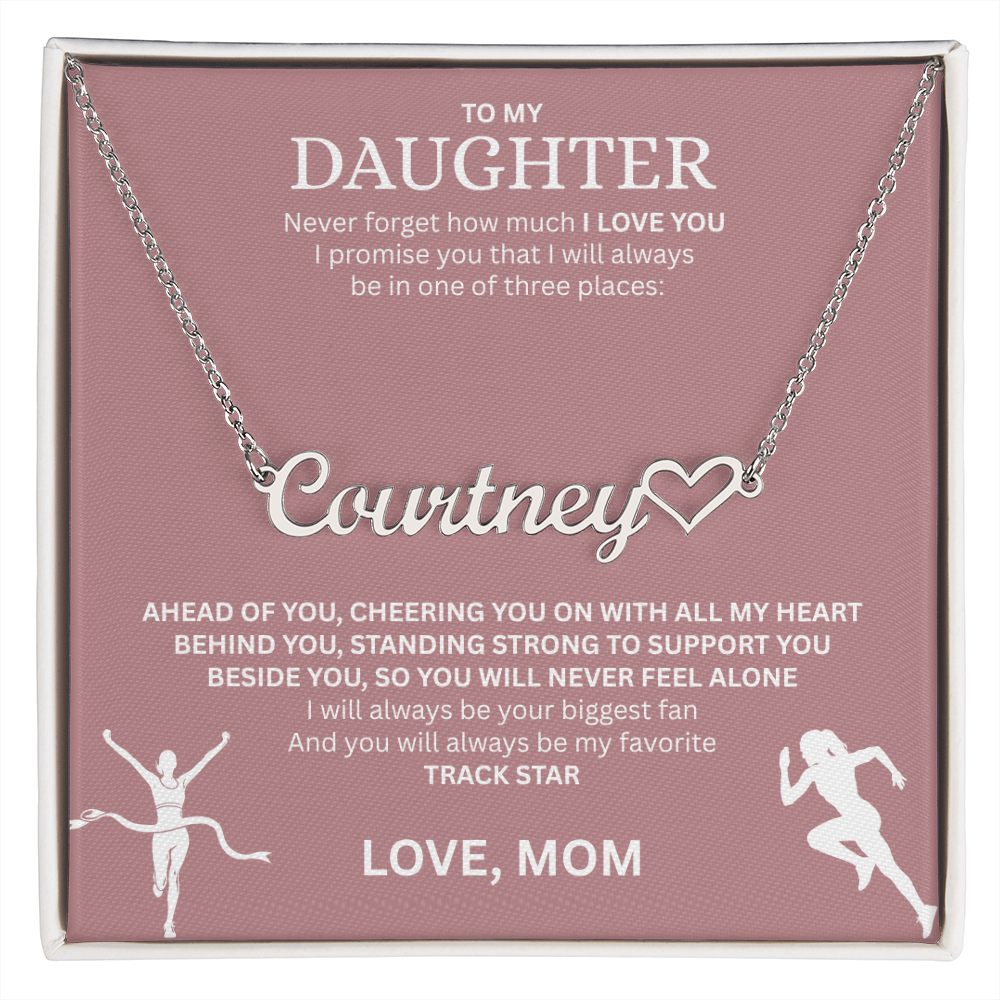 Show your love and support for your daughter with this "Heart Name Necklace"