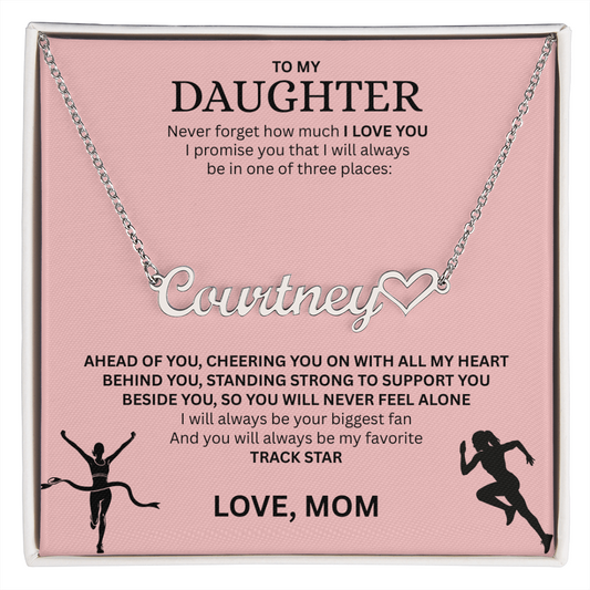 Show your love and support for your daughter with this "Heart Name Necklace"
