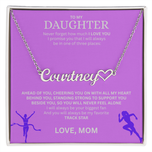 Show your love and support for your daughter with this "Heart Name Necklace"