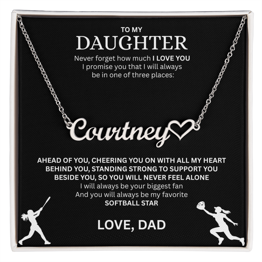 Applaud your daughter's greatness with a "Heart Name Necklace"