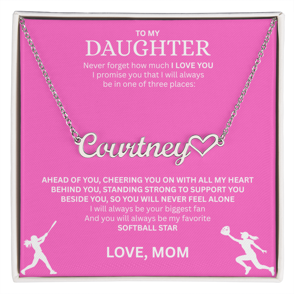 Applaud your daughter's greatness with a "Heart Name Necklace"