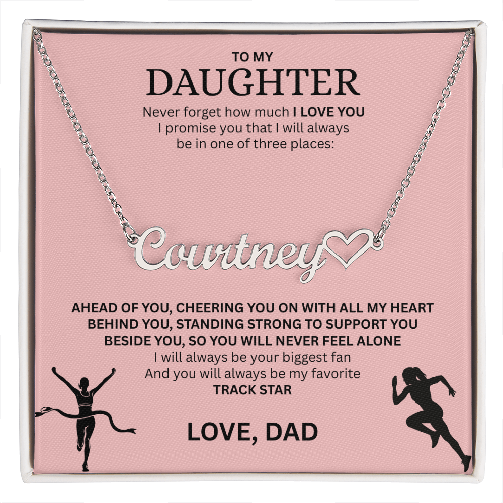 Show your love and support for your daughter with this "Heart Name Necklace"