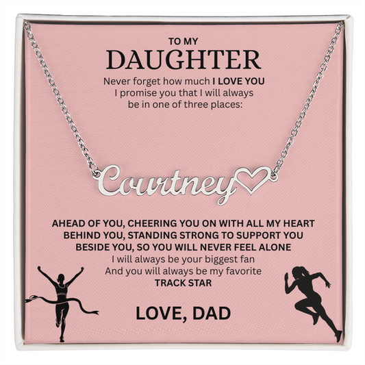 Show your love and support for your daughter with this "Heart Name Necklace"