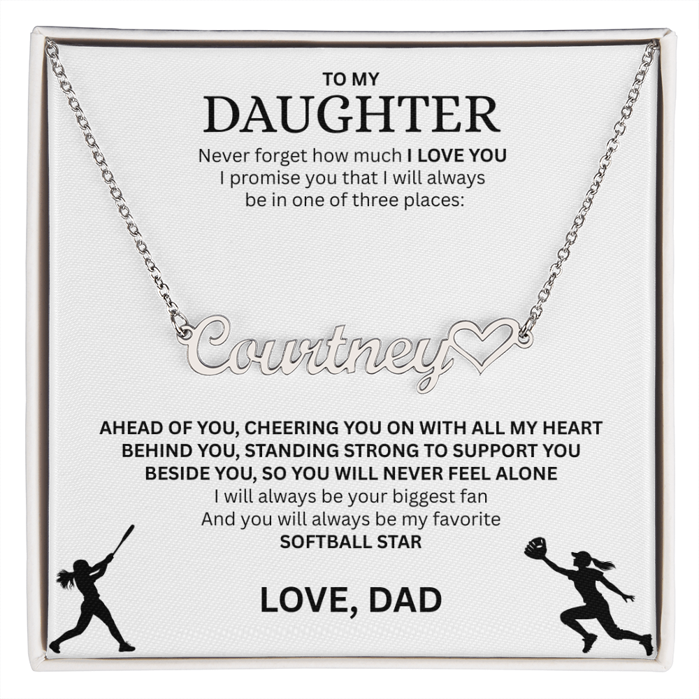 Applaud your daughter's greatness with a "Heart Name Necklace"