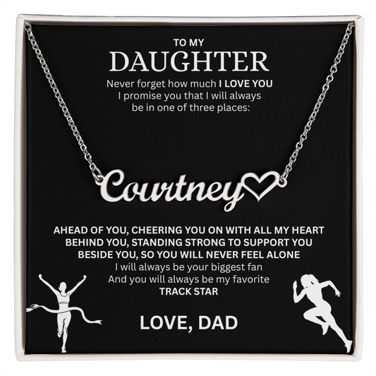 Show your love and support for your daughter with this "Heart Name Necklace"