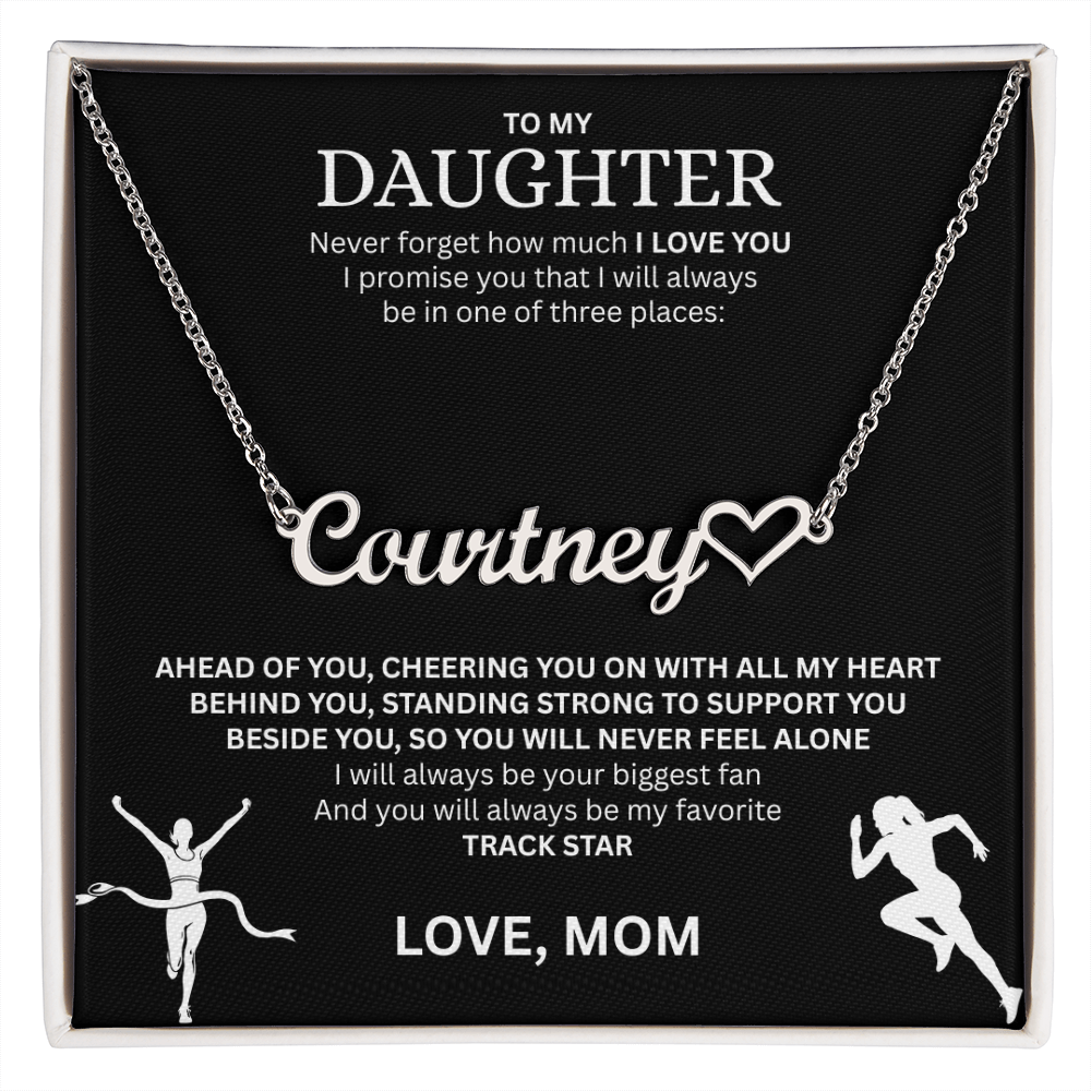 Show your love and support for your daughter with this "Heart Name Necklace"