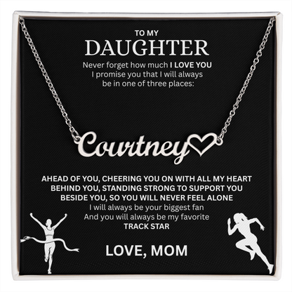 Show your love and support for your daughter with this "Heart Name Necklace"