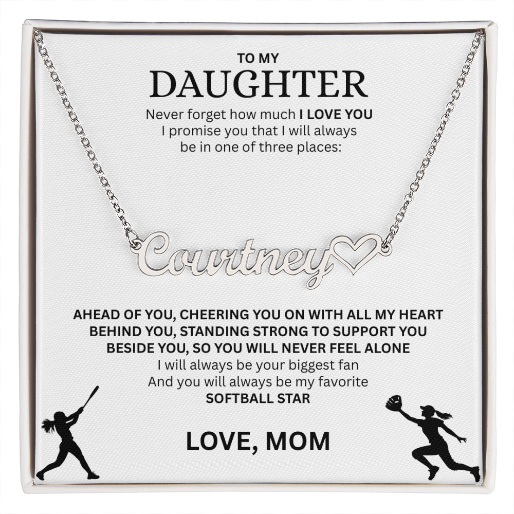 Applaud your daughter's greatness with a "Heart Name Necklace"