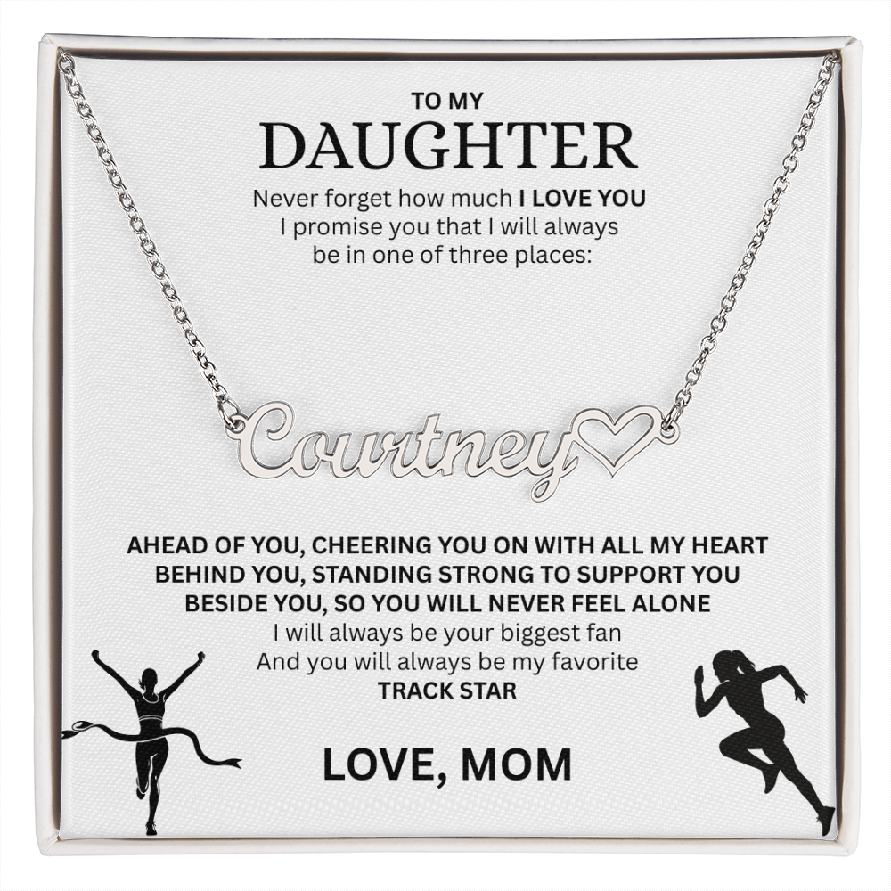 Show your love and support for your daughter with this "Heart Name Necklace"