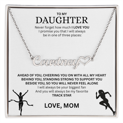 Show your love and support for your daughter with this "Heart Name Necklace"
