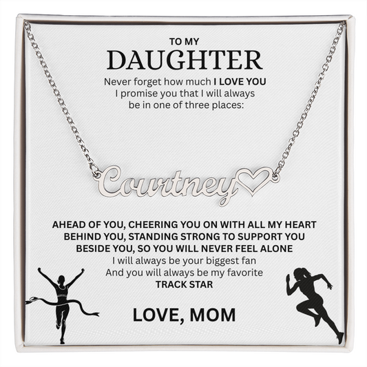 Show your love and support for your daughter with this "Heart Name Necklace"