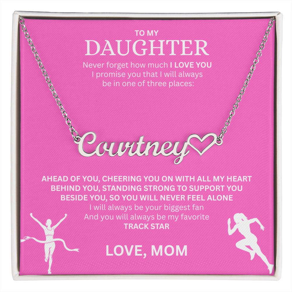 Show your love and support for your daughter with this "Heart Name Necklace"