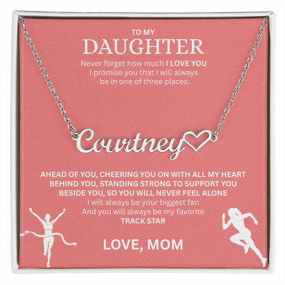 Show your love and support for your daughter with this "Heart Name Necklace"