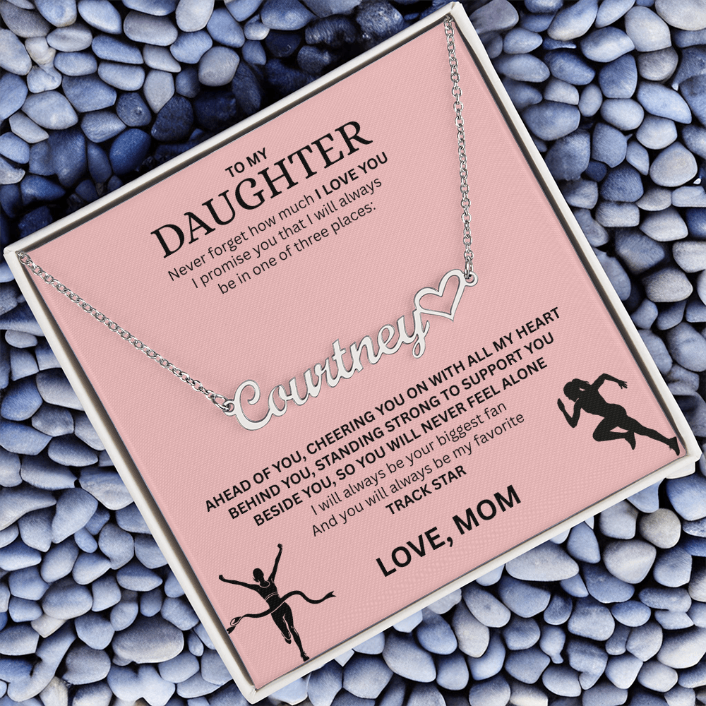 Show your love and support for your daughter with this "Heart Name Necklace"