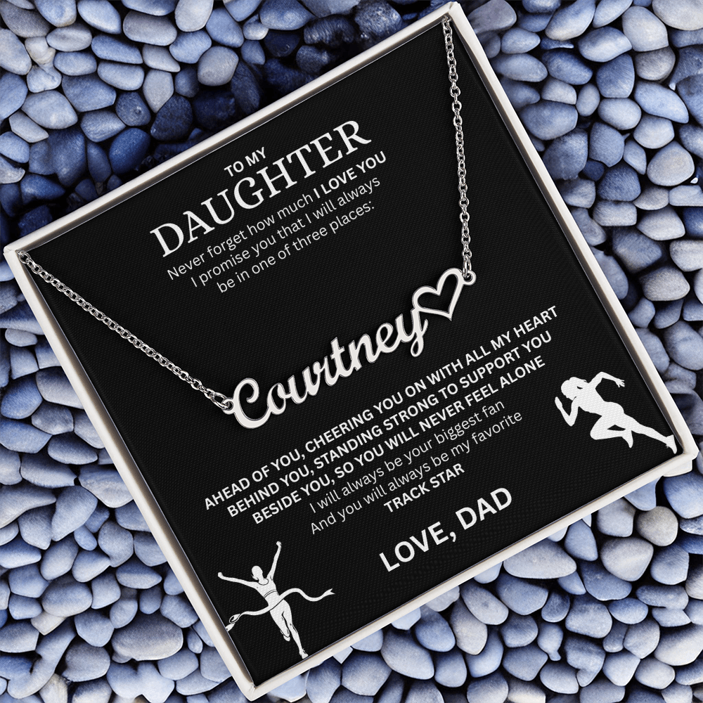 Show your love and support for your daughter with this "Heart Name Necklace"