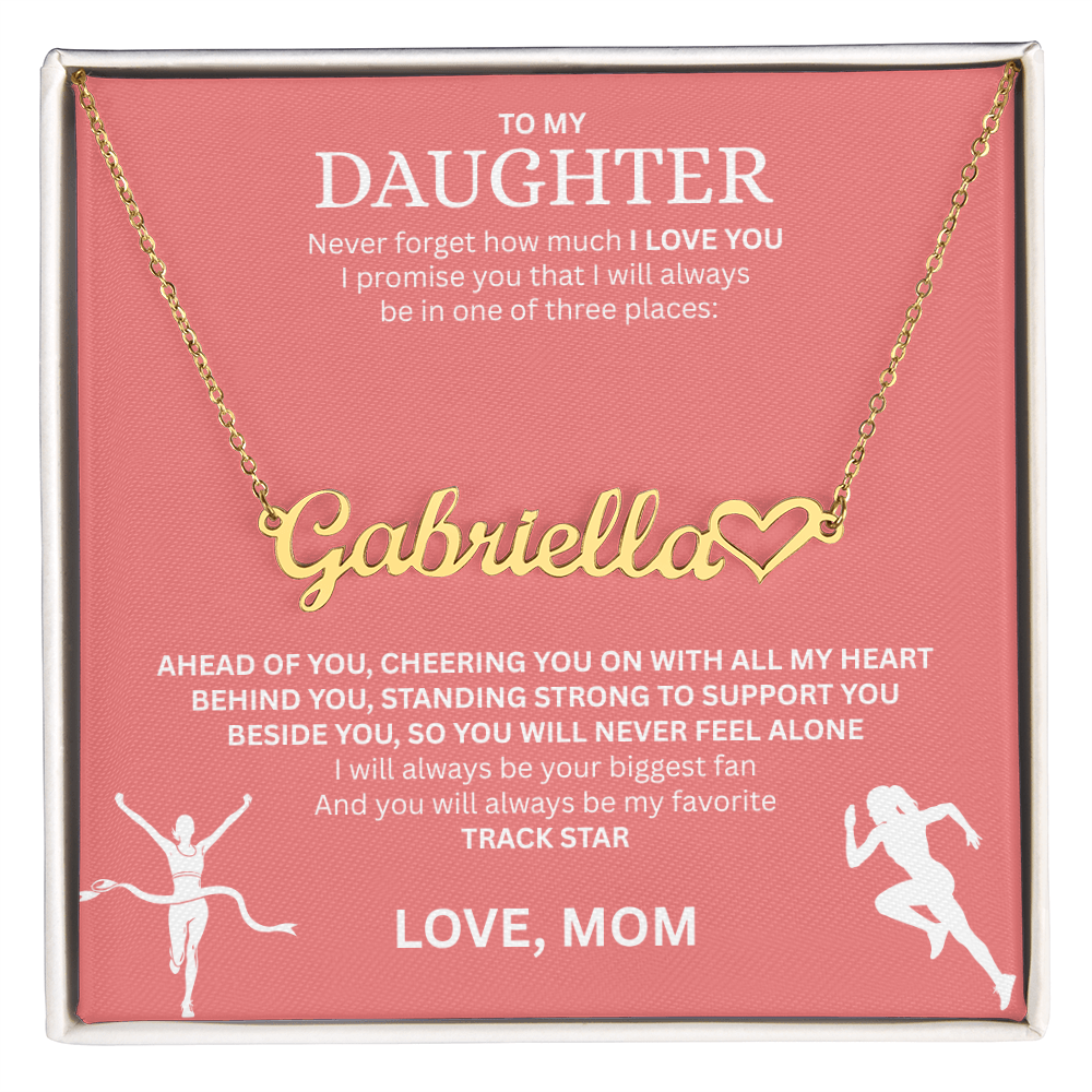 Show your love and support for your daughter with this "Heart Name Necklace"