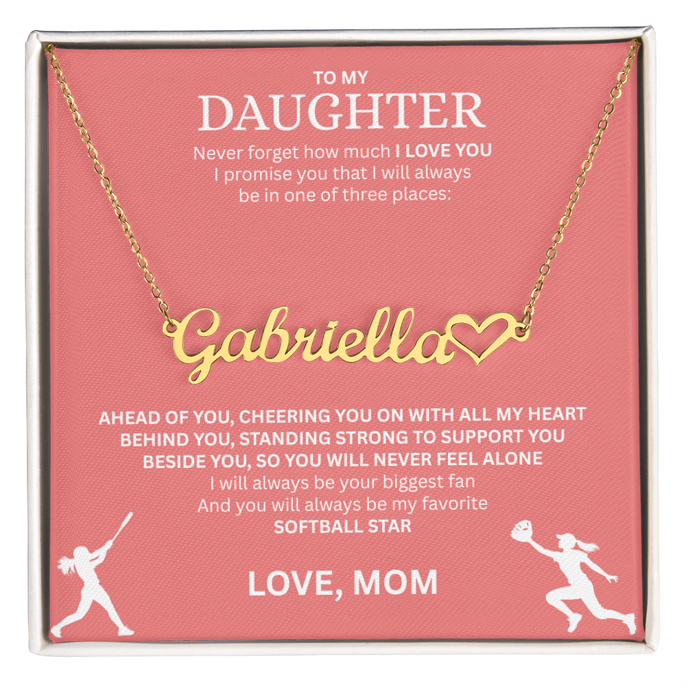 Applaud your daughter's greatness with a "Heart Name Necklace"
