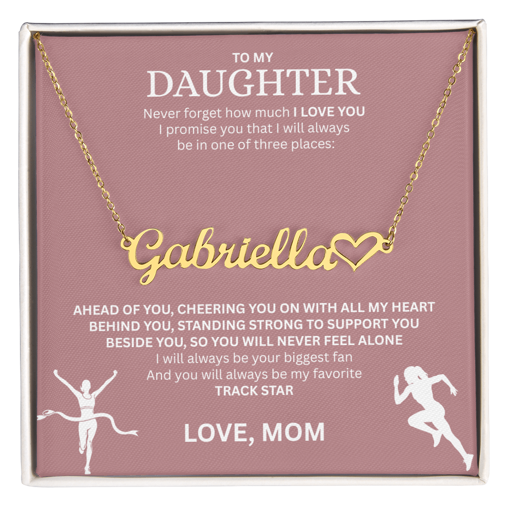 Show your love and support for your daughter with this "Heart Name Necklace"