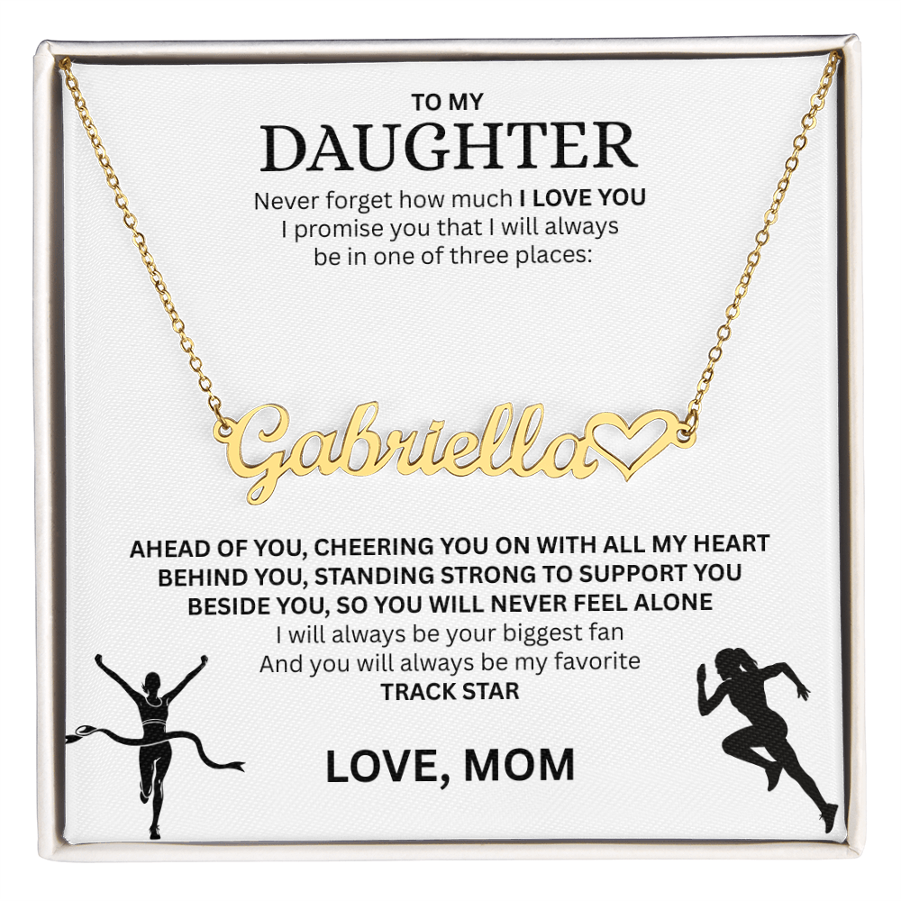 Show your love and support for your daughter with this "Heart Name Necklace"