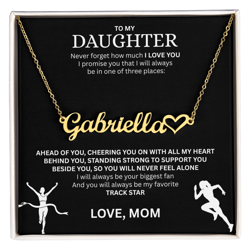 Show your love and support for your daughter with this "Heart Name Necklace"