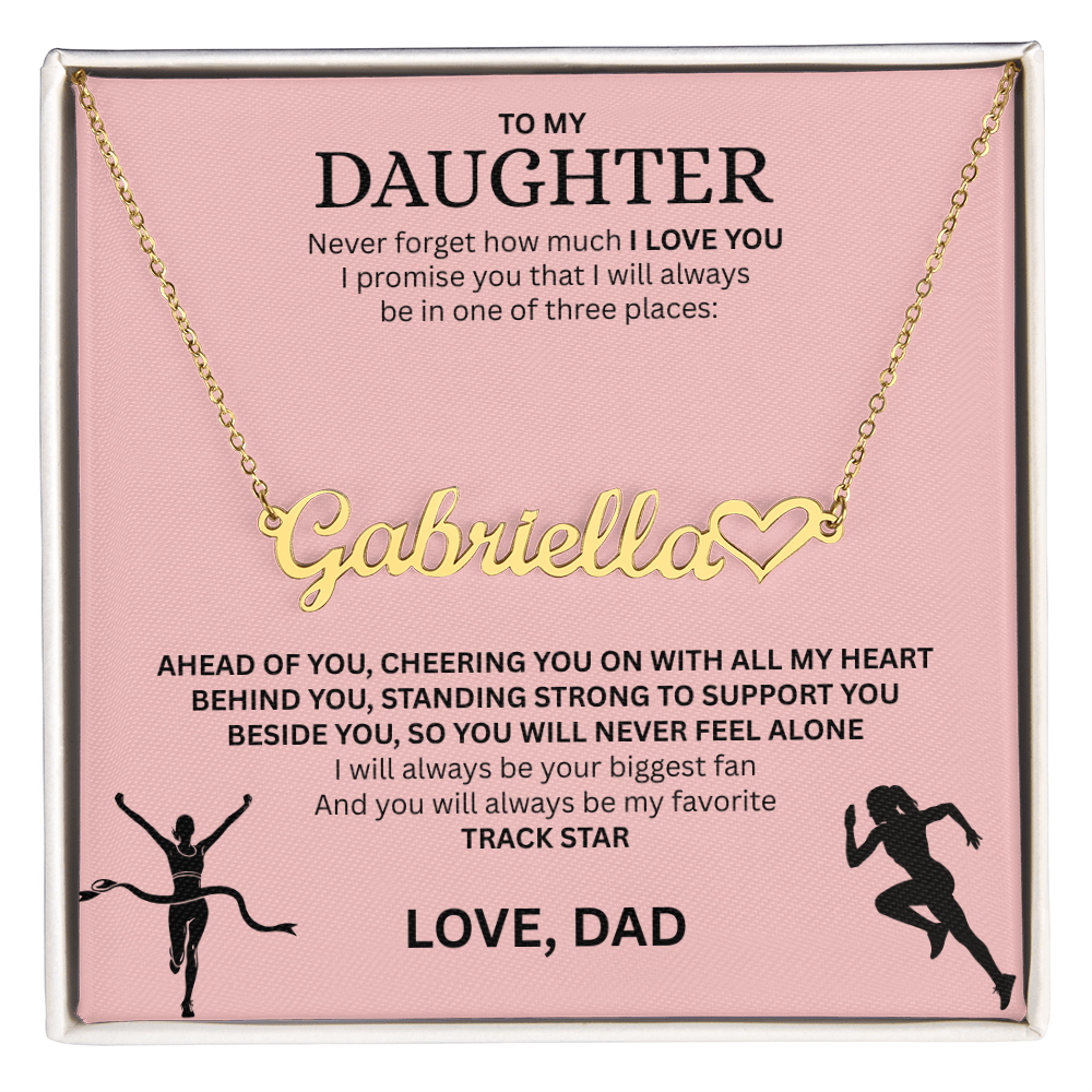 Show your love and support for your daughter with this "Heart Name Necklace"
